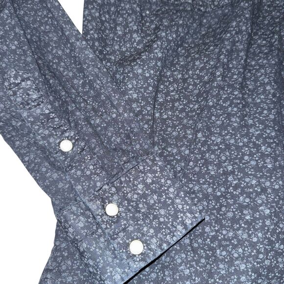 Larry Mahan Western Pearl Snap Shirt Mens L Black Floral Cowboy Rodeo Vintage - Picture 8 of 14